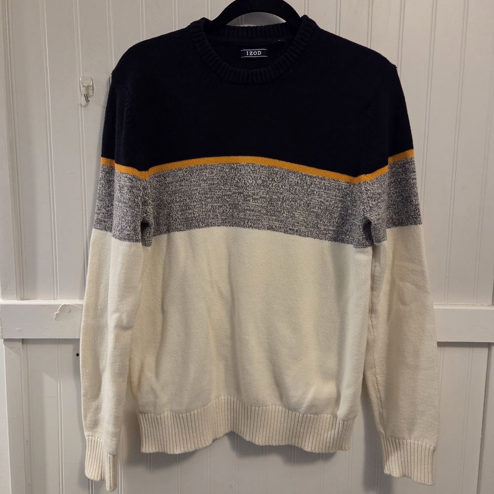 Izod Men's Crewneck‎ Sweater - Black, Gray, Cream, and Gold